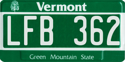 VT license plate LFB362