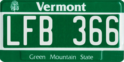VT license plate LFB366
