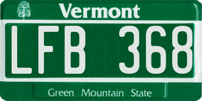 VT license plate LFB368