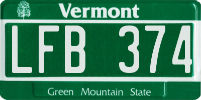 VT license plate LFB374