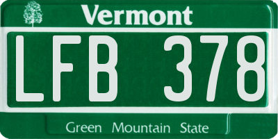 VT license plate LFB378