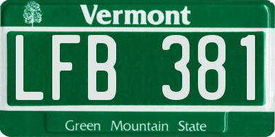 VT license plate LFB381
