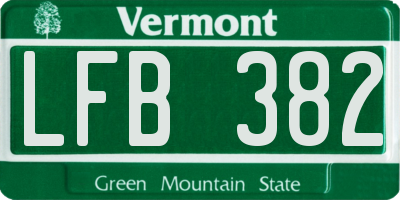 VT license plate LFB382