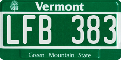 VT license plate LFB383