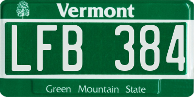 VT license plate LFB384