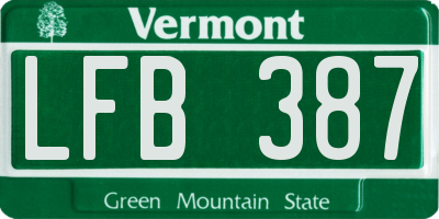 VT license plate LFB387