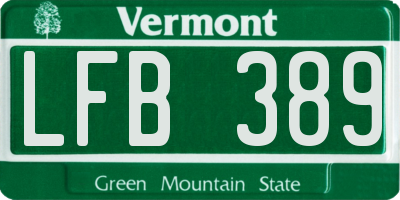 VT license plate LFB389