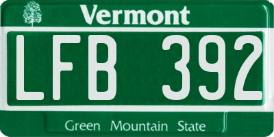 VT license plate LFB392
