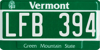 VT license plate LFB394