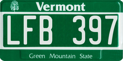 VT license plate LFB397