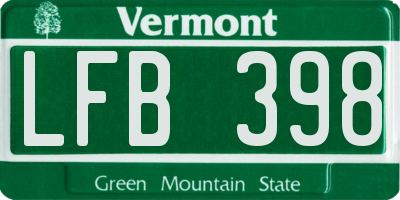 VT license plate LFB398