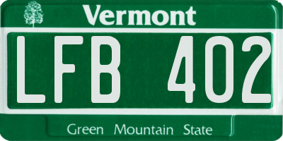VT license plate LFB402