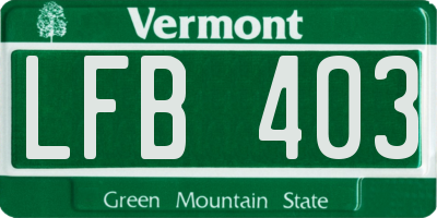 VT license plate LFB403