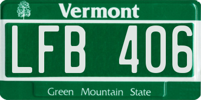 VT license plate LFB406