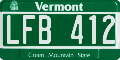 VT license plate LFB412
