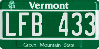 VT license plate LFB433
