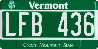 VT license plate LFB436