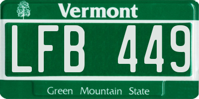 VT license plate LFB449