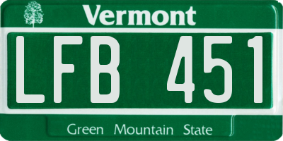 VT license plate LFB451