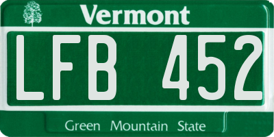 VT license plate LFB452