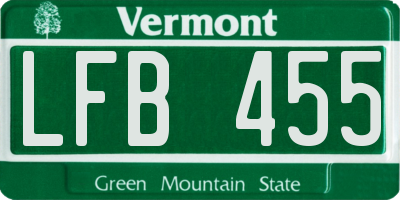 VT license plate LFB455