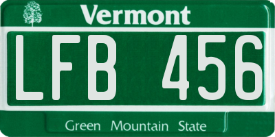 VT license plate LFB456