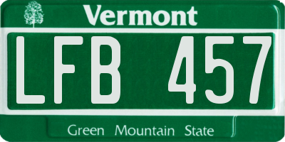 VT license plate LFB457