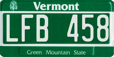 VT license plate LFB458
