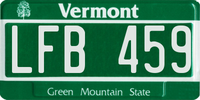 VT license plate LFB459