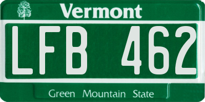 VT license plate LFB462