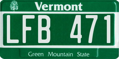 VT license plate LFB471