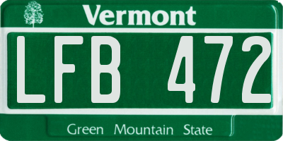 VT license plate LFB472