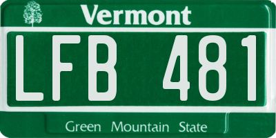 VT license plate LFB481