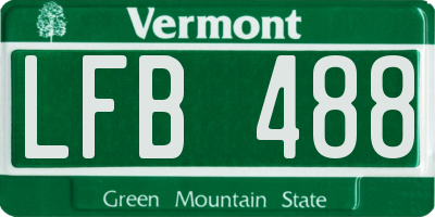 VT license plate LFB488