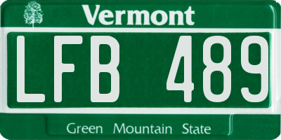 VT license plate LFB489
