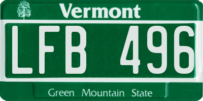 VT license plate LFB496