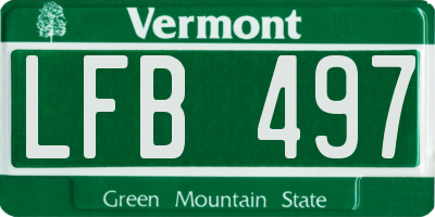 VT license plate LFB497