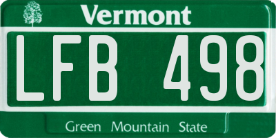 VT license plate LFB498