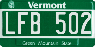 VT license plate LFB502