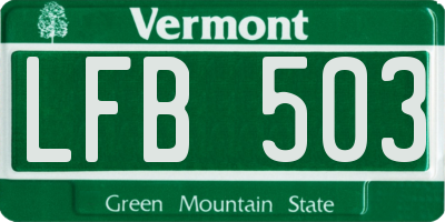 VT license plate LFB503
