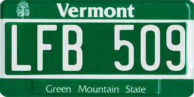 VT license plate LFB509