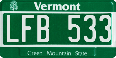 VT license plate LFB533