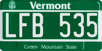 VT license plate LFB535