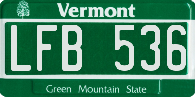 VT license plate LFB536