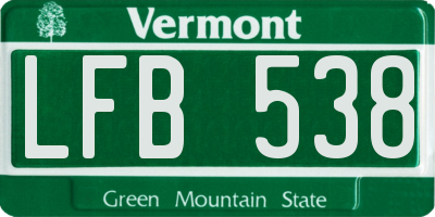 VT license plate LFB538