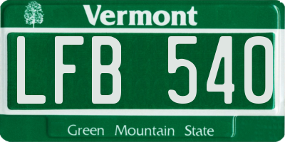 VT license plate LFB540