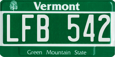VT license plate LFB542