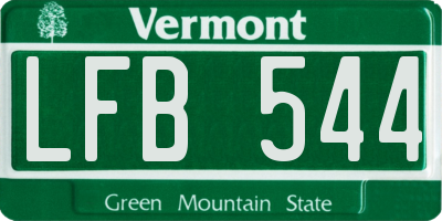 VT license plate LFB544
