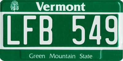VT license plate LFB549