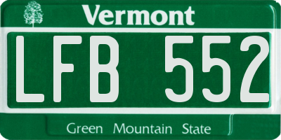 VT license plate LFB552